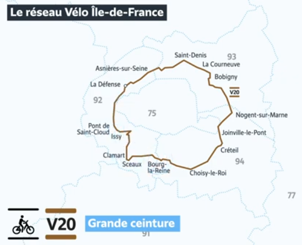 Ligne V20 du réseau vélo Île-de-France (VIF)