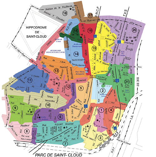 Cartes des bureaux de vote de Saint-Cloud
