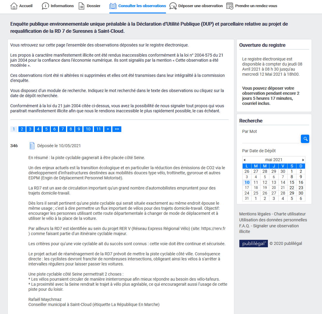 Ma contribution à l'enquête publique