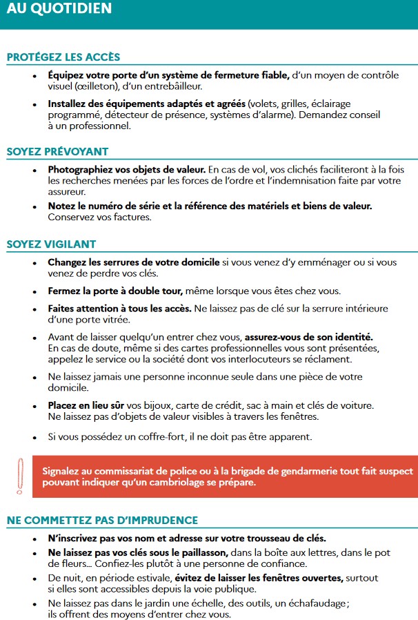 Brochure contre les cambriolages (1/3)