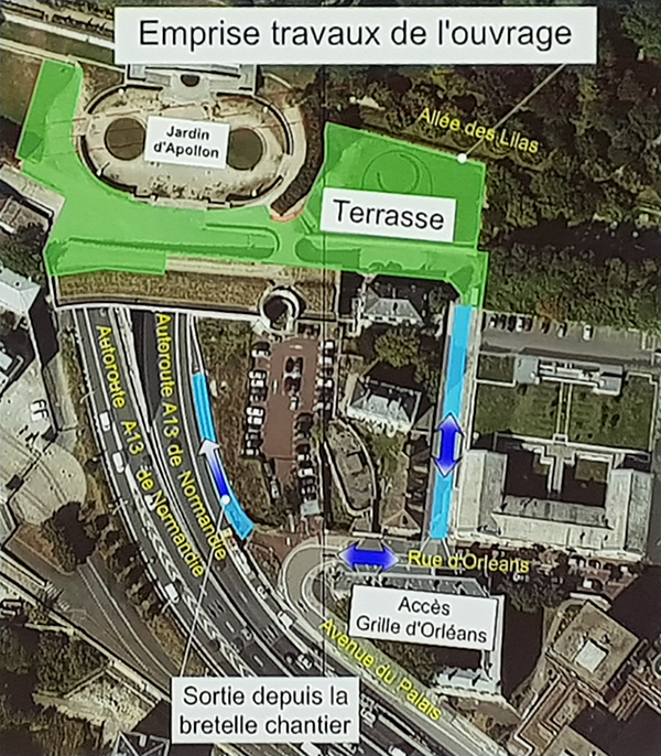 Ouvrage Terrasse : plan des travaux<br>(source: SGP)