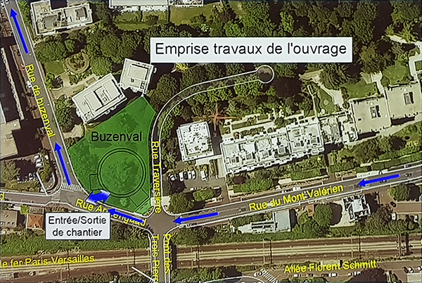 Ouvrage Buzenval : plan des travaux<br>(source: SGP)