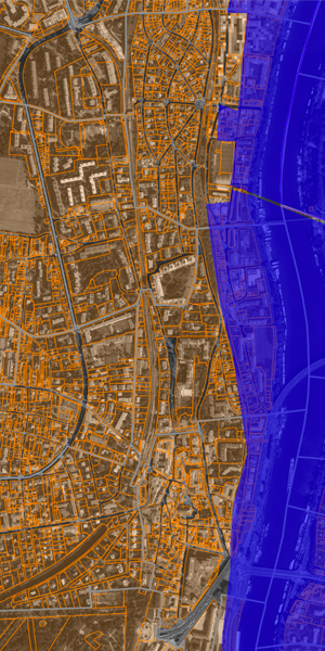 Carte des Plus Hautes Eaux Connues (PHEC) de la Seine<br>(source: IGN)
