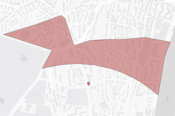 Partie de Saint-Cloud dont l'affichage libre<br>le plus proche est à plus d'un km