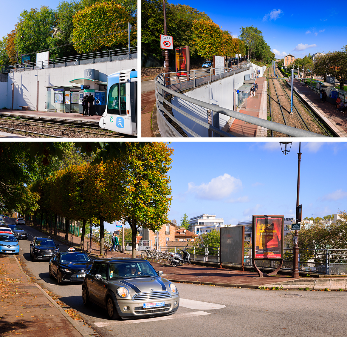 Panneau à la station Les Milons<br>(affichage recto/verso)