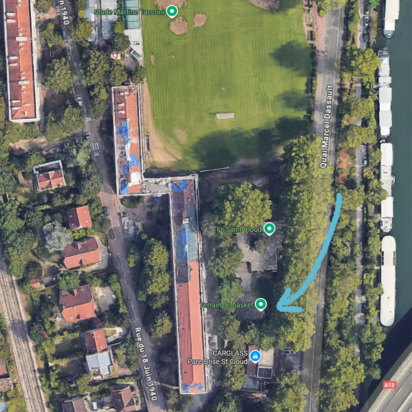 Localisation du City Stade des Coteaux de Saint-Cloud