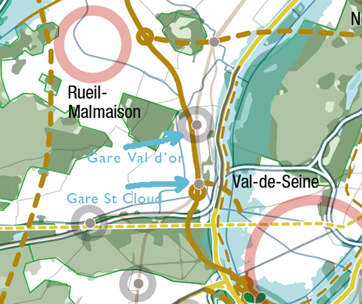 SDRIF-E carte Maitriser le développement urbain,<br>secteur Saint-Cloud (source: idem ci-dessus)